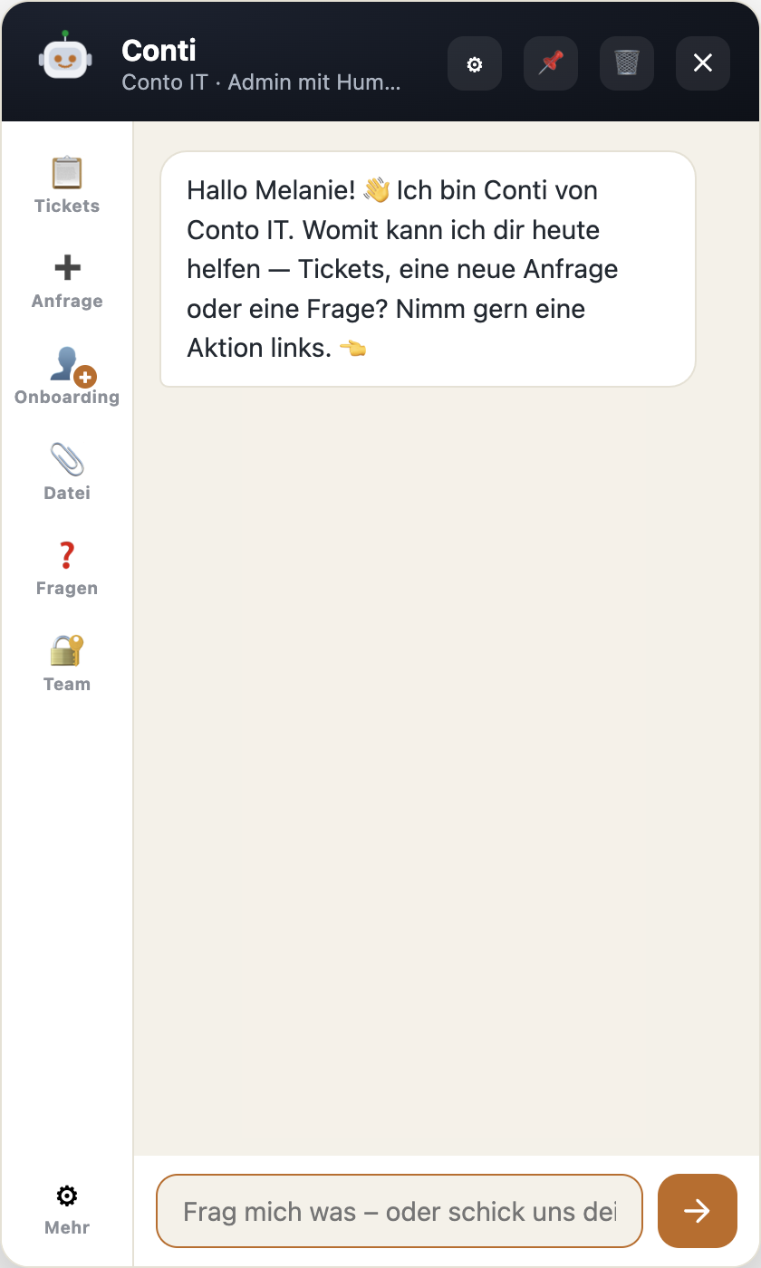Conti-App: Start mit persönlicher Begrüßung und Aktionen